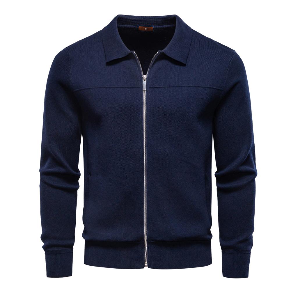 AIOPESON Mens Business Jacket 100% Cotton Solid Color Autumn Winter Warm Social Office Outerwear Zipper Jacket for Men