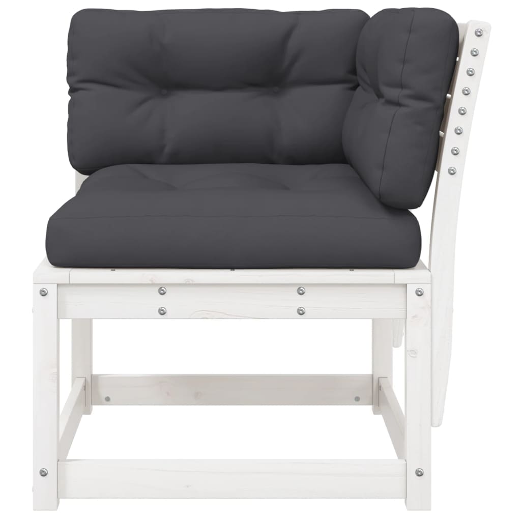 Vidaxl Garden Corner Seat With Cushions, White, 73X73X78 Cm