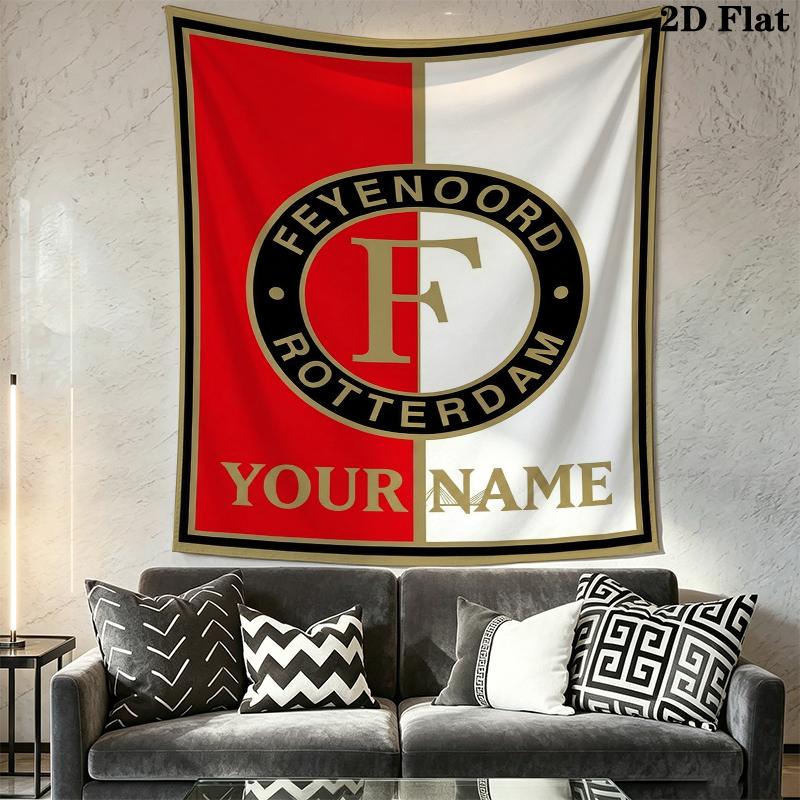 Custom Name feyenoord Wall Tapestry Aesthetic Wall Hanging Printed Fabric Blanket Decorative Tapestries for Bedroom Living Room Home Decor