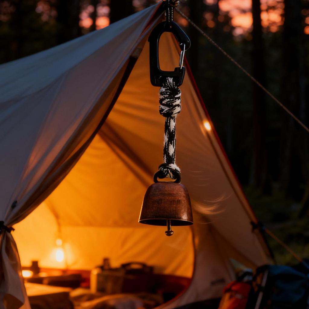 Bear Bell Camping Tent Protection Bell Outdoor Metal Bell Pendant Camping Bell Accessory with Mute Function for Camping Hiking
