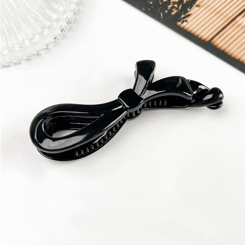 

Bow Banana Clip Vertical Clip Elegant Style Ponytail Fixing Wonder ClipHigh-end Ladies Hair Accessory Ribbon - black