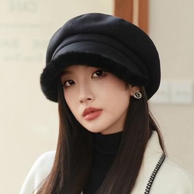 Women Winter Velvet Newsboy Cap Beret Painter Visor Casquette Caps