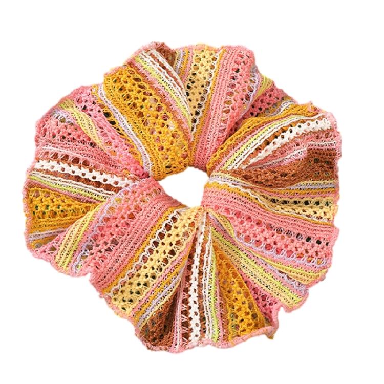 Französisch Weiß Texturiertes Scrunchie Haargummi Dehnbarer Stoff Sanftes Haaraccessoire Für Büro Party Alltag