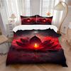 3pcs Lotus Bloom Soft Comfortable Bedding Set, For Bedroom, Guest Room And Dorm, All - Season Use, High-Definition Printing182