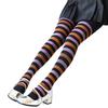 Damen 50D Nylon Blickdichte Strumpfhose mit breiten Streifen, für Erwachsene, Halloween, Horizontale bunte Streifen, Strumpfhose für Cosplay und tägliches Tragen