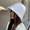 A Warm and Faceless Korean Version of A Versatile Basin Hat with A Faux Rabbit Fur Bucket Hat