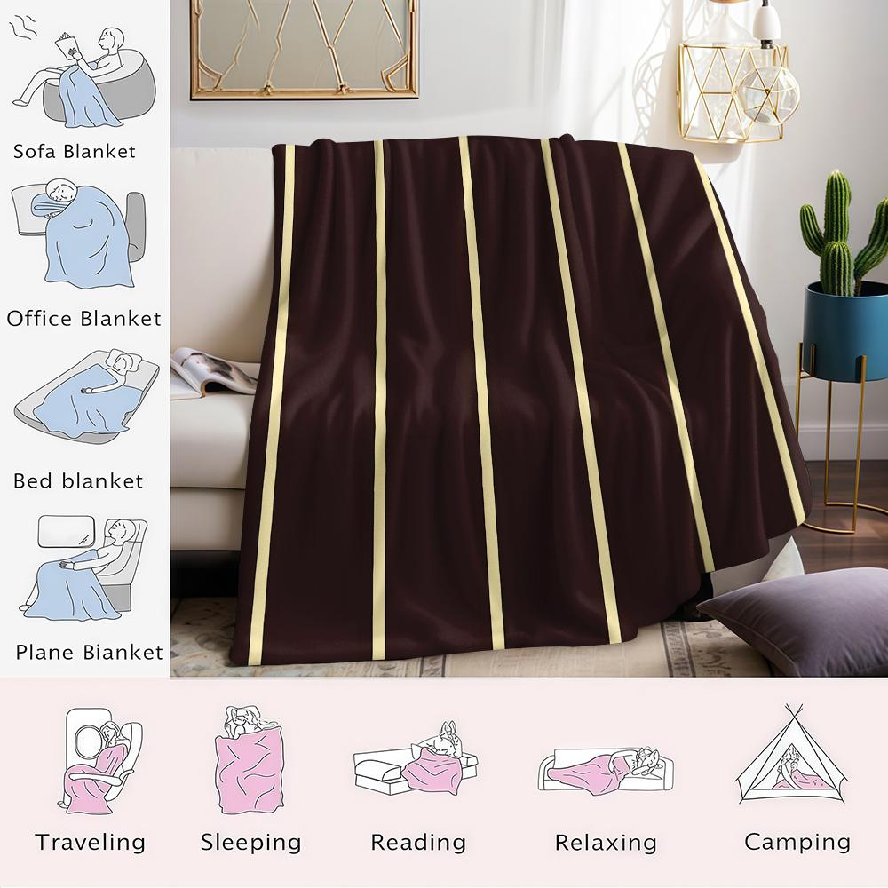 Chocolate Stripe Flannel Blanket Warm Soft Halloween Christmas Couch Warm Cozy Decorative Decor Gift for All Season