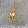 Ciondolo Cuore con Nastro 18k: Lussuosa Catena per Clavicola da Donna con Diamanti Completi Stile Corte