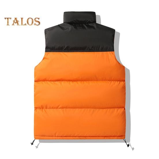 Men Cotton Waistcoat Stand Collar Sleeveless Patchwork Color Cotton Vest Coat with Pockets Elastic Drawstring Hem Zipper Placket Vest Outwear