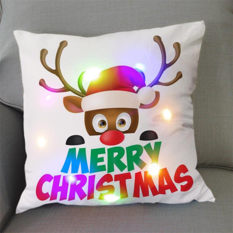 1Pc Christmas Led Pillow Case Size 45X45Cm40X40Cm Santa Claus Printed Christmas Pillow Covers For Christmas Decorations