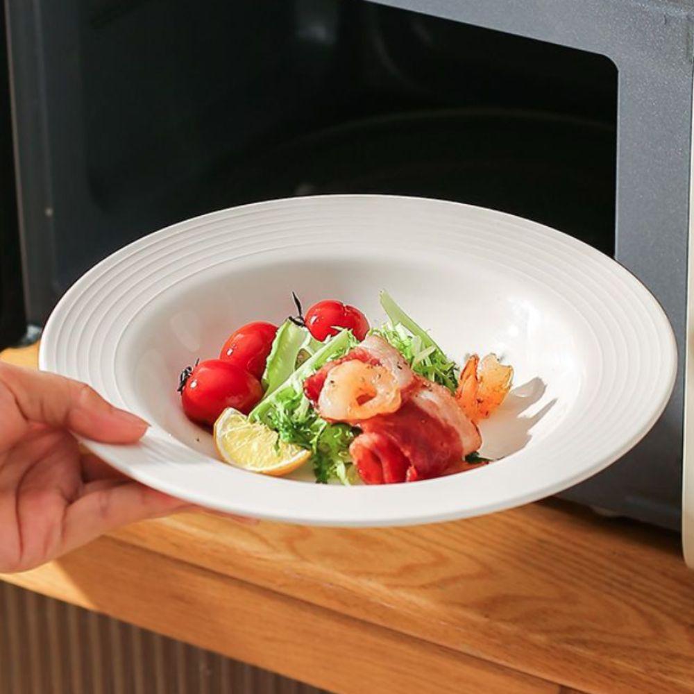 2PCS Japanese-Style Ceramic Straw Hat Plate Threaded Pattern Dessert Dish Serving Dish  Salad