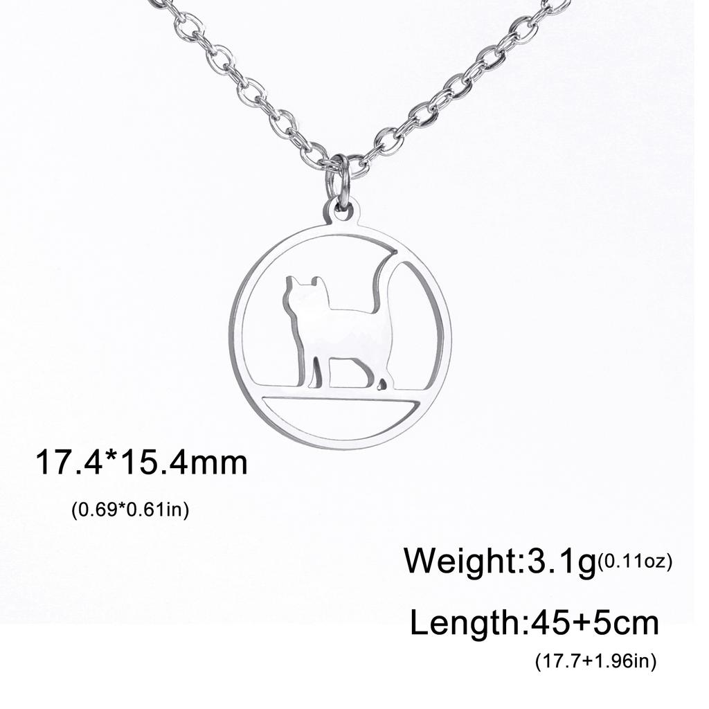 Cazador Walking Cat Kitten Necklace for Women Stainless Steel Round Pendant Animal Chain Necklaces Jewelry 2026 Wholesale New