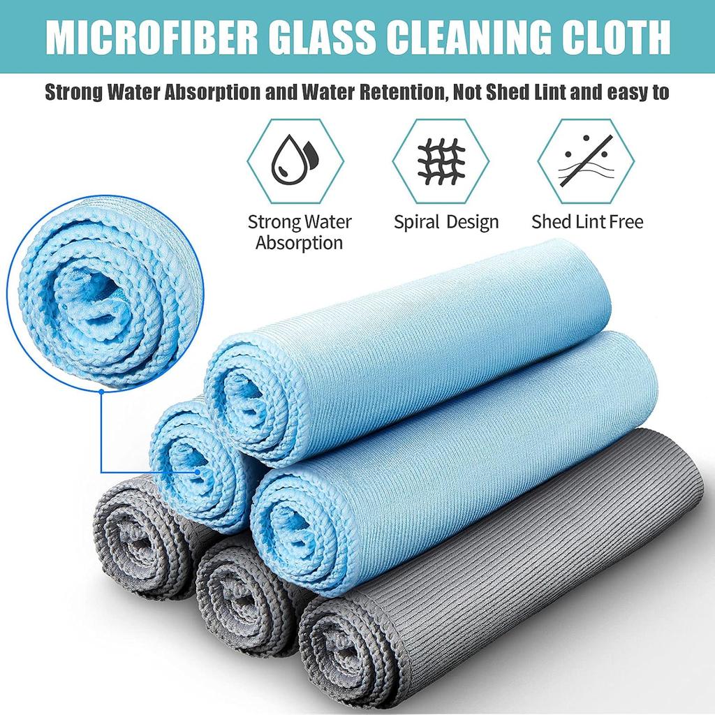 Tatuo 18 Pcs Microfiber Cloth Glass Cleaning Polishing Cloths (16 X 16) Microfiber Cloth for Glasses Reusable Cleaning Towels for Windows Windshields