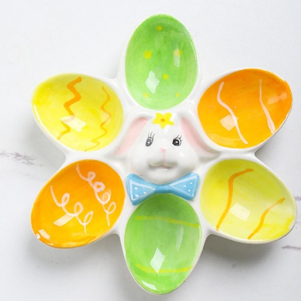 Ceramic Egg Holder Chick Design Egg Cup Creative Egg Storage Compartments  for Breakfast