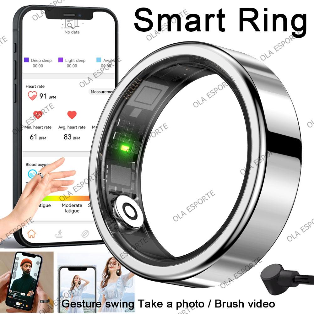 Smart Ring Men Women with Charging Case,Heart Rate Blood Oxygen Monitoring 5ATM Waterproof Multi-sports Rings For Android iOS