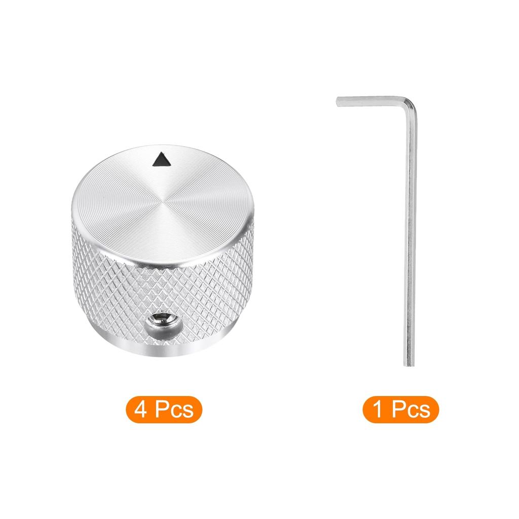 Uxcell Aluminium Potentiometer-Knopf Set aus 4 Stück Lochdurchmesser Durchmesser Universeller Lautstärkeregler-Knopf für mit Pfeil Silber (Montage 4mm/Außen 20mm/Höhe