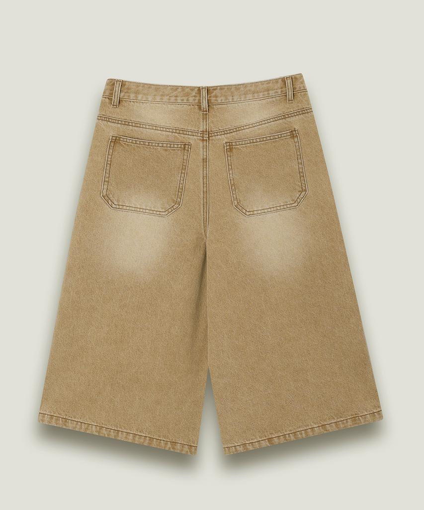 NODU Side Cut Washed Bermuda Shorts [Beige]