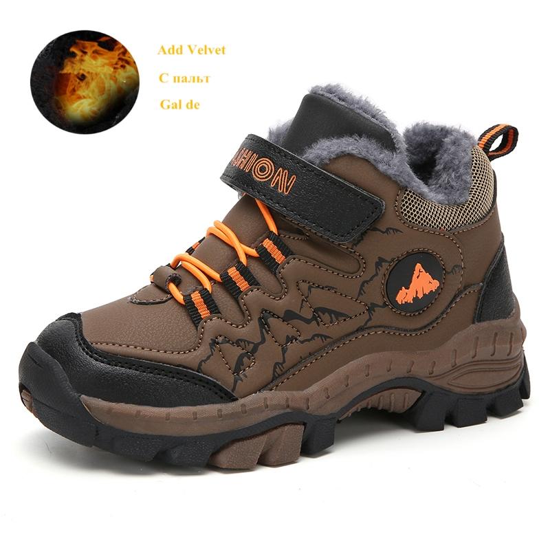 Winter Samt Kinder Sneaker Outdoor Rutschfeste Klaue Trekkingschuhe Kinder Trainer Warme Schneestiefel Jungen High Top Sportschuhe