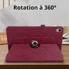 Coque + Verre Trempé pour iPad A16 (11") / iPad 10 2022 (10,9") Rotatif Motif Arbre Cuir PU Rouge
