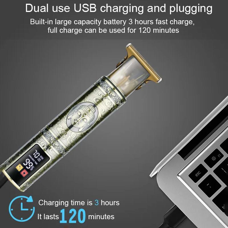 LCD Digital Display T9 All Metal Shaver Reise Bærbar Elektrisk Barber Elektrisk Pusher Hårklippemaskin for kvinner