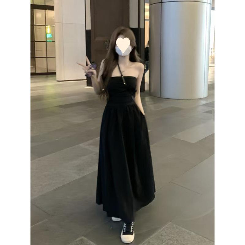 

Spice girl pleated tube top dress women s fashion temperament a-word skirt waist thin medium and long skirt A-word bottom skirt XL