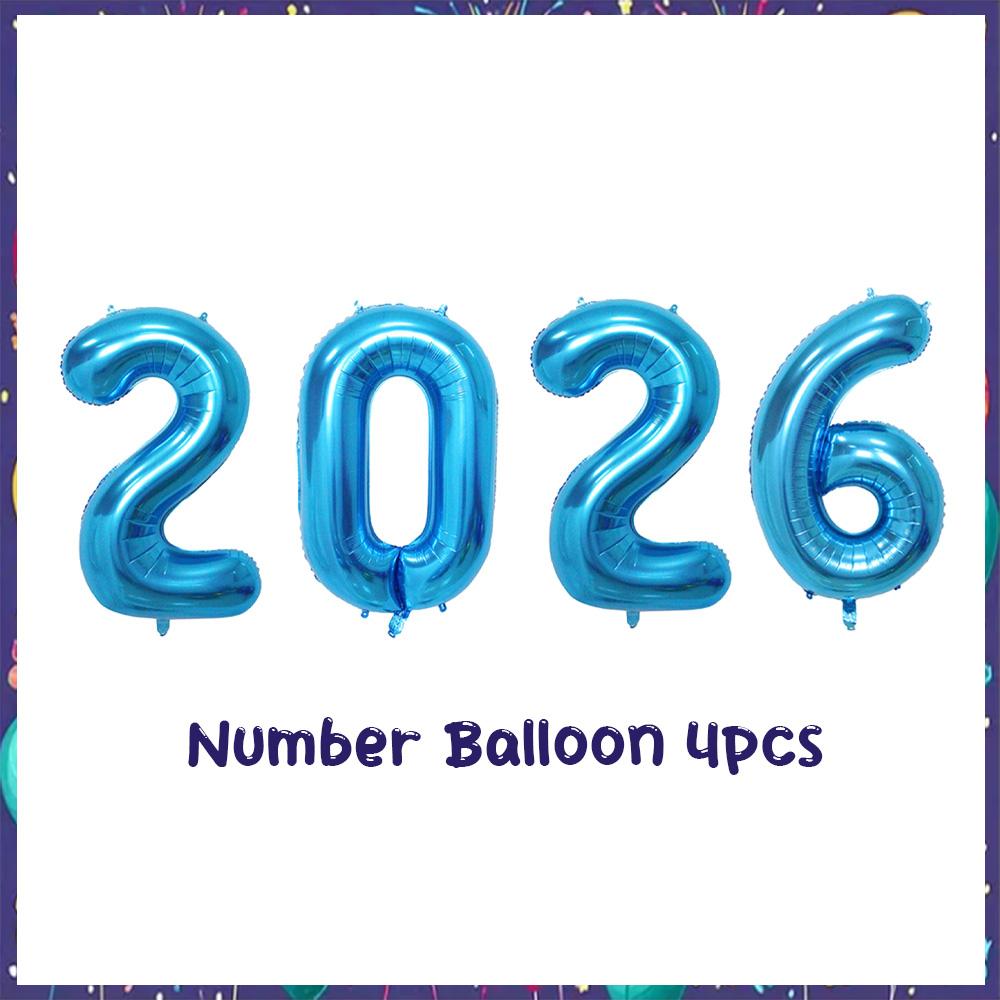 32inch 2026 Foil Balloons Color New Year Party Decorations Anniversary Supplies 12 Inch Glitter Latex Balloons Photo Booth Props