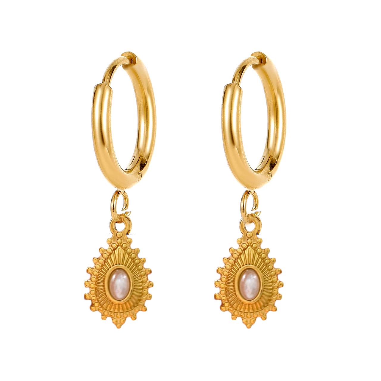 Elegant Baroque Pearl Water Drop Earrings in 18k Gold-Plated Titanium Steel
