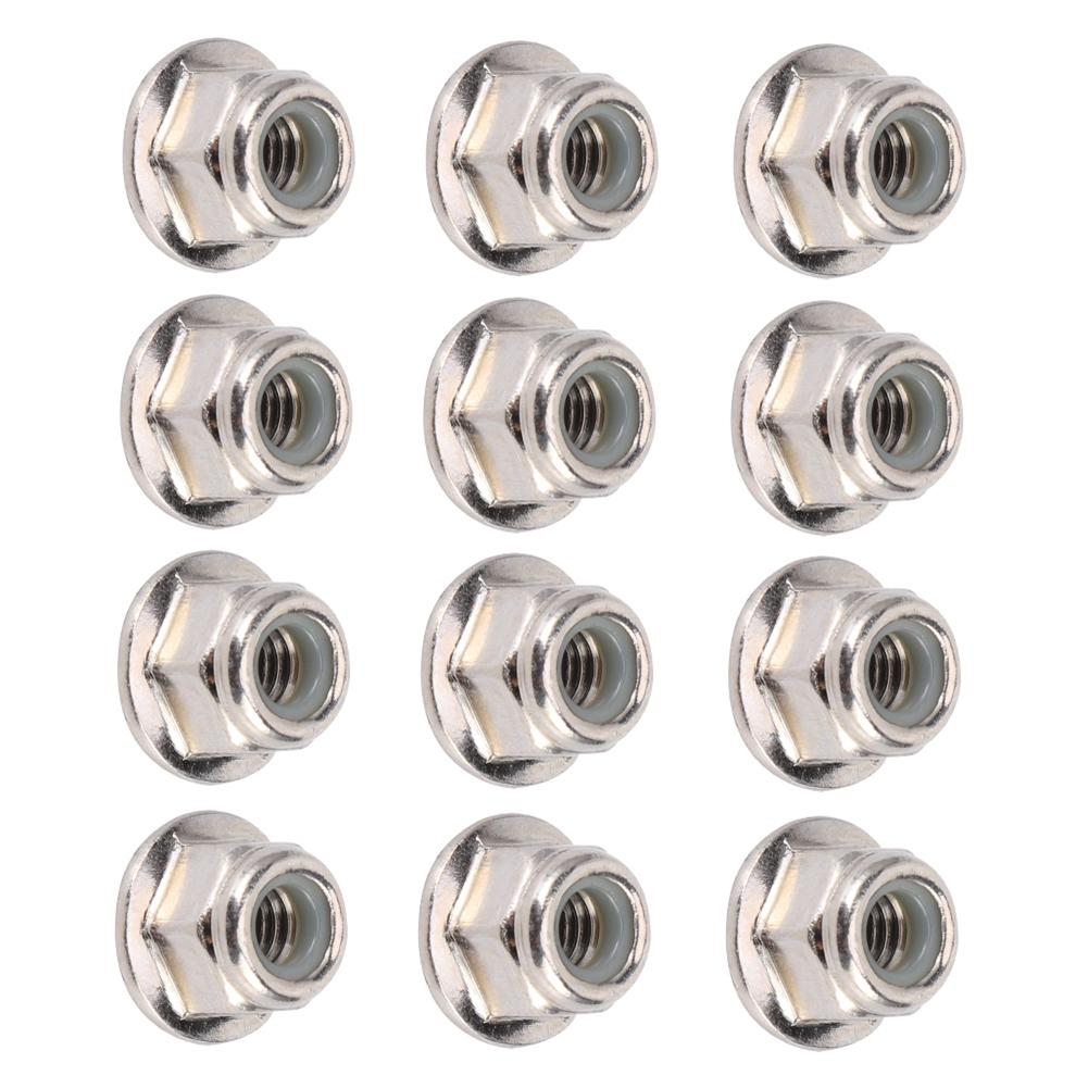 12PCS NonSlip Tire 4mm Lock Nut for Axial Traxxas TRX4 TRX6 SCX10 110 RC Model Car(Silver )