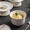 Pure White Ceramic Bowl with Heating Stove Set Creative Dessert Bowl Soup Bowl Steamed Egg Bowls Restaurant Molecular Tableware