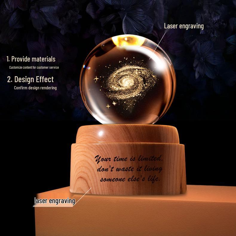 Creative Rotating Crystal Ball Night Light: Decorative Craft for Bedroom Atmosphere and Festive Gift.