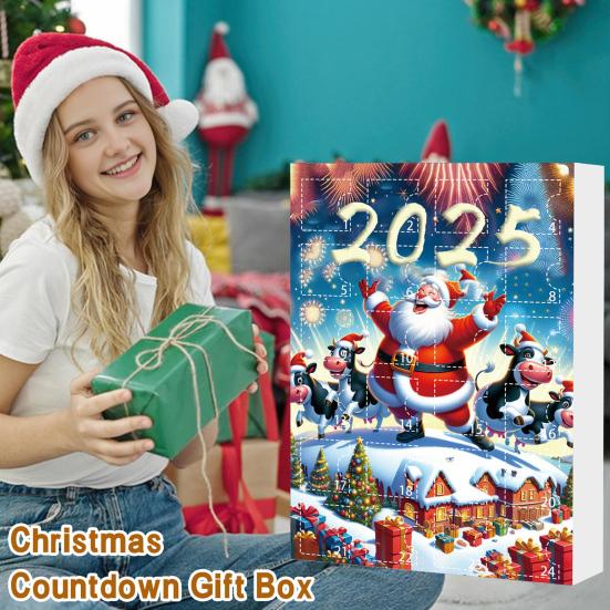 Kraví adventní kalendář 2025 24 dní odpočítávací kalendář do Vánoc s 2D akrylovými závěsnými ozdobami skotské vysočinské krávy Roztomilý kraví přívěsek na vánoční stromeček