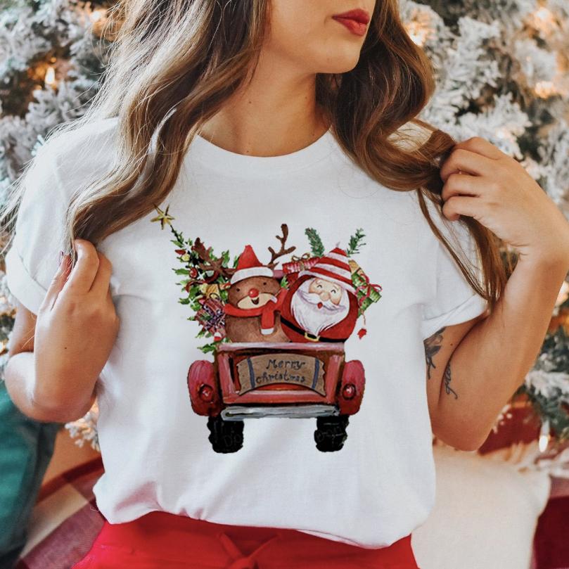 Unisex Graphic Love Cute Short Sleeve Happy Time Winter Merry Christmas Clothing Wear Printed Tops Lady Tees T Shirt Tshirt