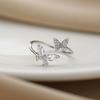 New Fashion 925 Silver Fine Double Butterfly Zircon Adjustable Rings Women&Girl Jewelry Rhinestone wishbone Finger Ring