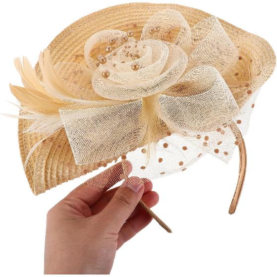 Elegant Mesh Fascinator Hat for Women, Lightweight Bridal Headpiece, Tea Party Hair Accessory, Millinery Hat and Metallic Tones for Special Occasions