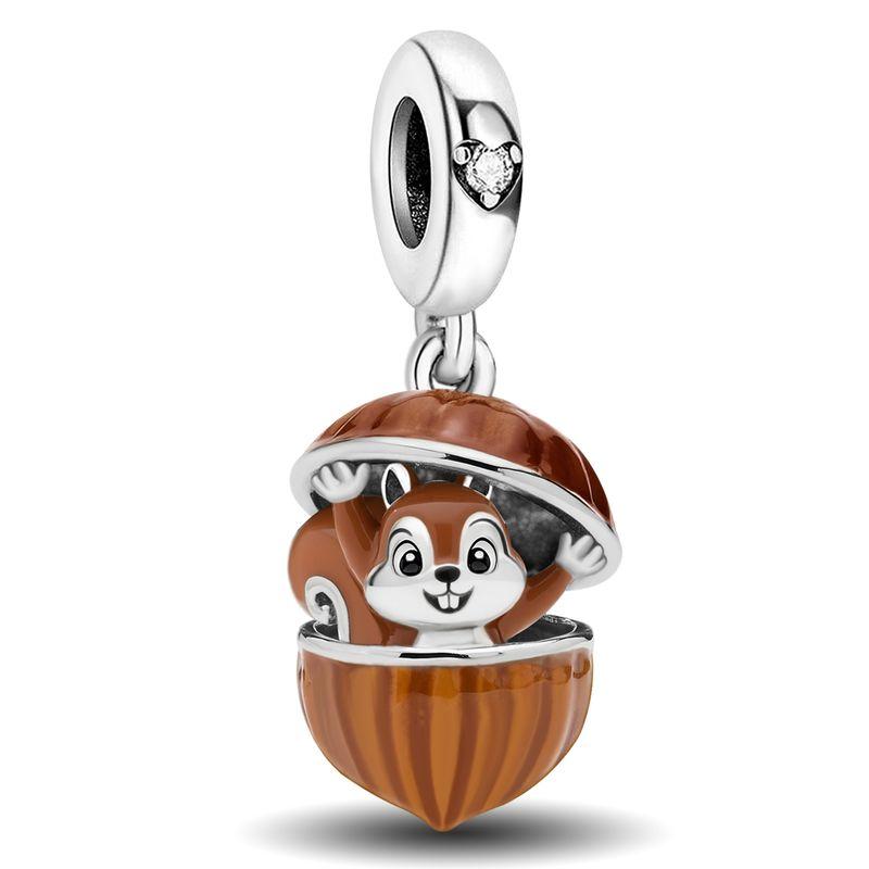 Copper Warm Maple Leaf Squirrel Golden Autumn Series Bead Fit Diy Bracelet Making Gift Of High Quality Jewelry