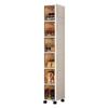 Plastic Bathroom Floor-Standing Multi-Layer Storage Cabinet with Flip-Up Shelf