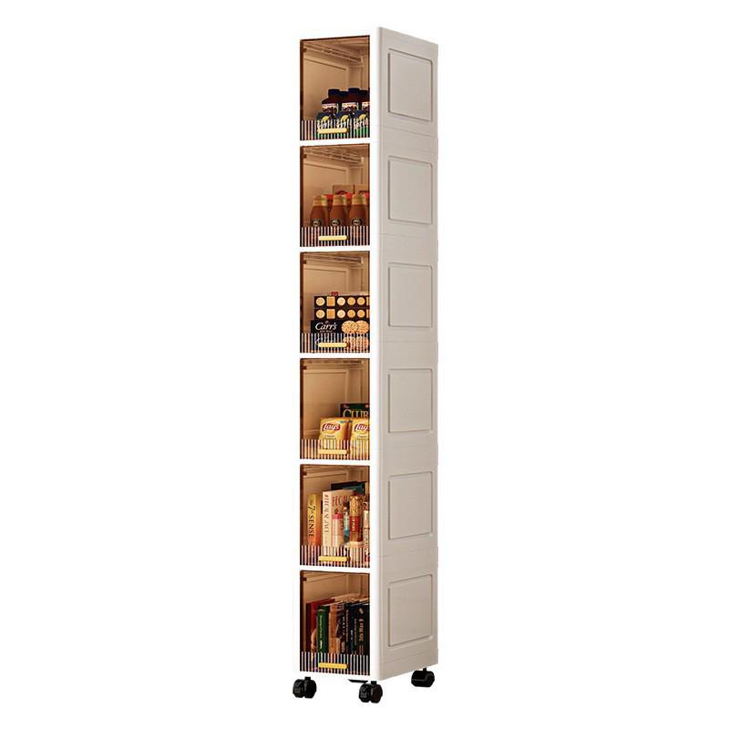 Plastic Bathroom Floor-Standing Multi-Layer Storage Cabinet with Flip-Up Shelf