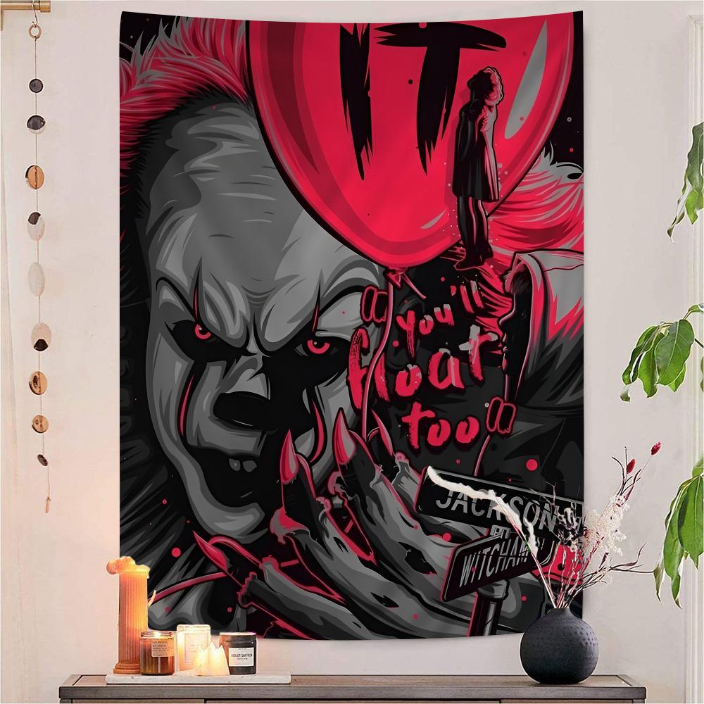 Pennywise Clown  Cartoon Tapestry Art Science Fiction Room Home Decor Wall Hanging Home Decor