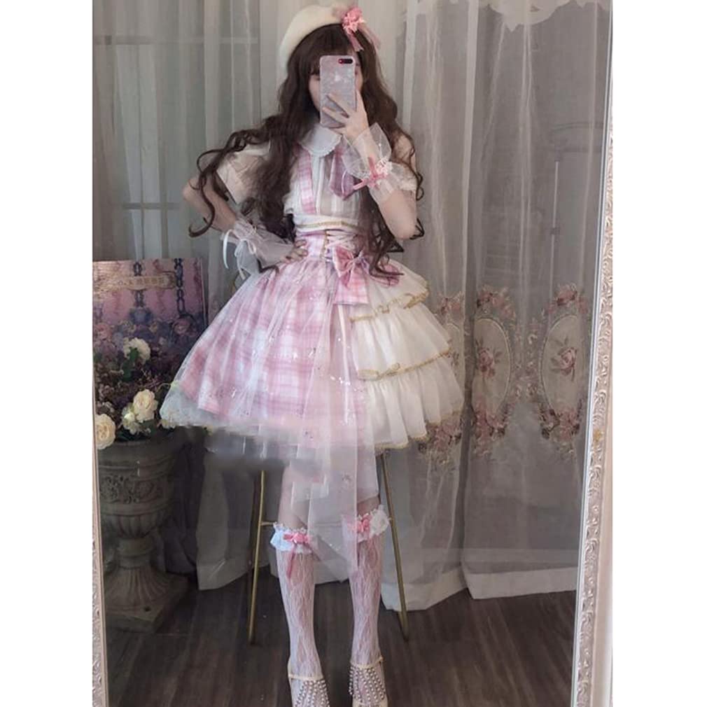 SSUPTEMBER II Princess Lolita Jumper JK High School Girl Cosplay Short Mori Costume School Events Dress, Skirt, Uniform, Costume, Sleeves, Dreamy,