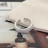 Women's Double Row Diamond Ring: Sandblasted Matte, Open Adjustable Design, Fashionable High-End Daily Style