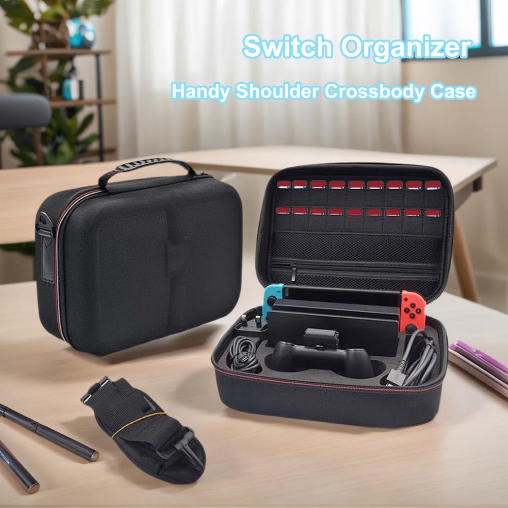 For NS2 Game Console Travel Case with 18 Card Slots Large Console Storage Bag Dustproof Hard Shell Box Outdoor Storage Handbag