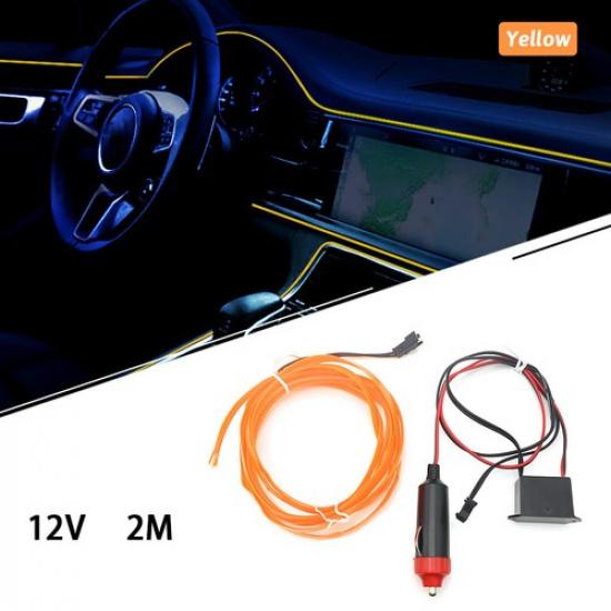 2m EL Wire Neon Light For Car Interior LED Atmosphere Strip Decor Asscessories