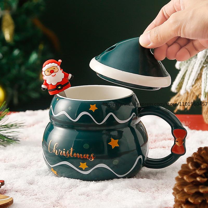 Ceramic Mug Christmas Cup Water Cup Nordic Style Large Capacity Snowman Christmas Tree Santa Claus Gift Creative