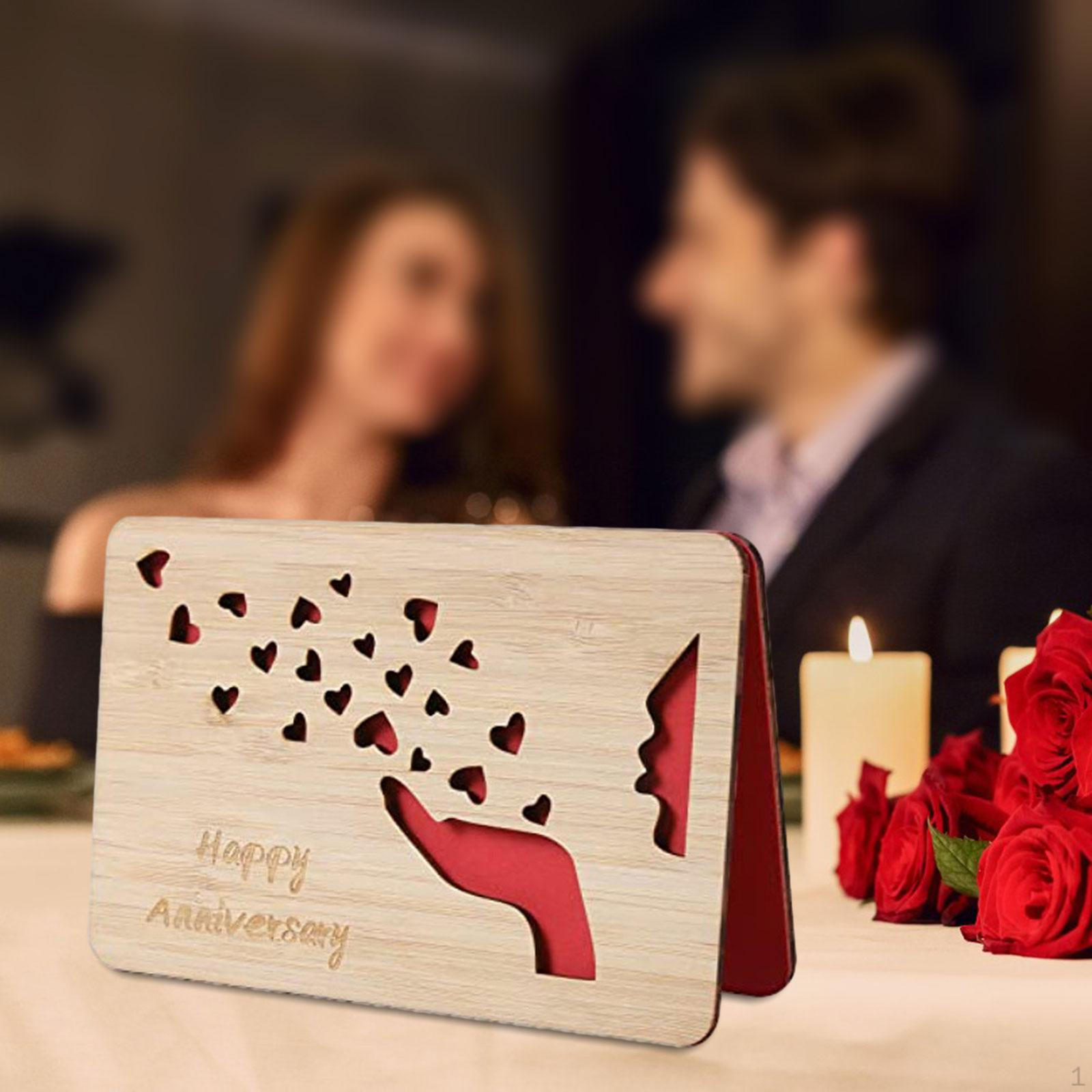 

Романтическая деревянная юбилейная открытка — идея подарка для влюбленных пар Style B