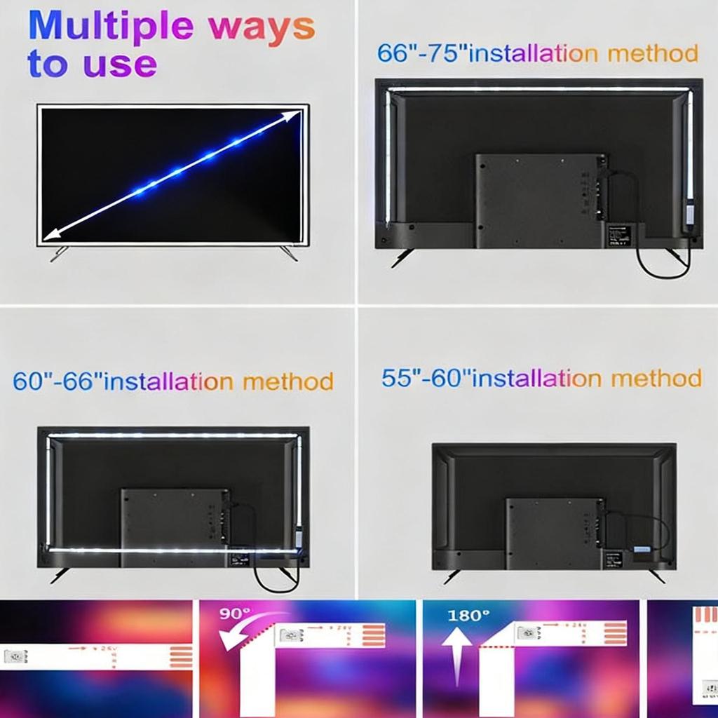 5V RGB Colorful USB TV Backlight - Self-Adhesive LED Light Strip for Atmosphere
