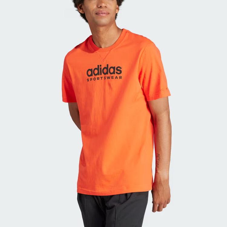 Adidas All Season Graphic Tee Letter Logo Print Sports Casual Short Sleeve T-Shirt Men Tops Orange IJ9436