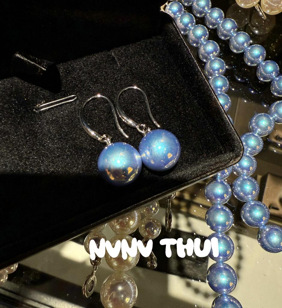 Blues Baroque, Silver Blue Rose Pearl Necklace, Comparable To Japanese Seawater Pearls Old Money Collarbone Chain, Bracelet
