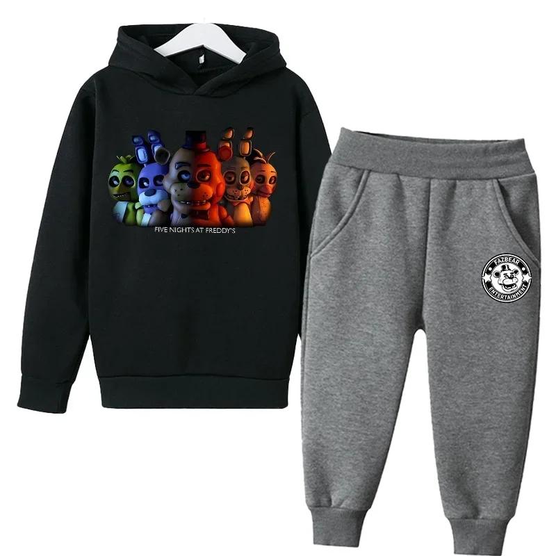 FNAF Five Nights At Freddys Sweatshirt Set Fleece Kids Sweatpants Boys Jacket Girls Clothes Spring Autumn Hoodie Birthday Gift