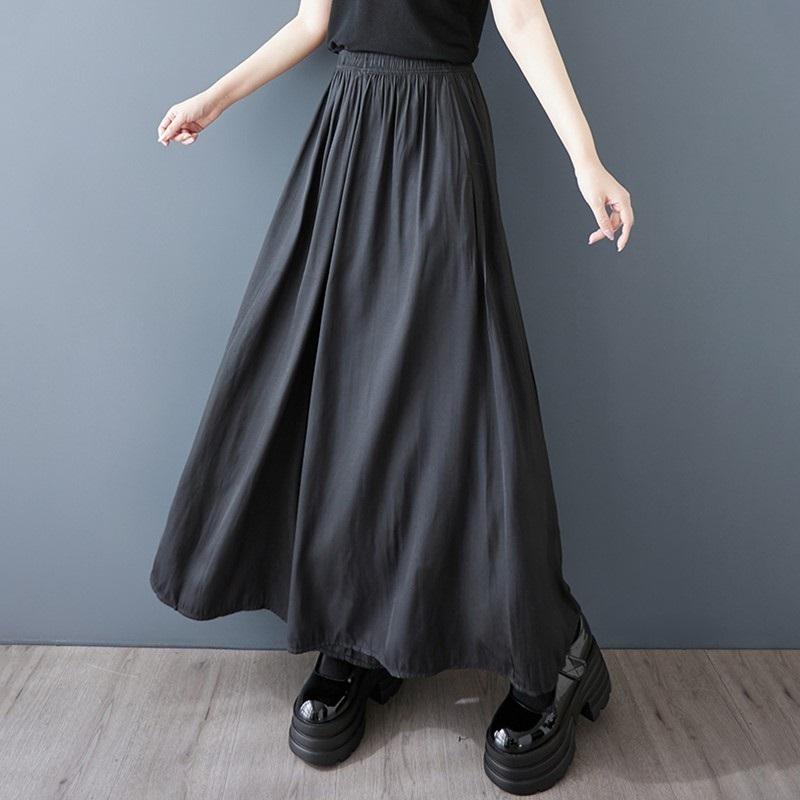 Negru Mărimi mari Vintage Talie înaltă Casual Larg Lung Vară Pantaloni cu picior lat Femei Pantaloni