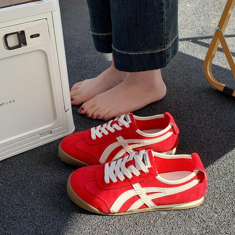 Soft leather version~ versatile German training shoes for women's spring 2025 new sports and leisure ballet retro soft-soled Forrest Gump shoes